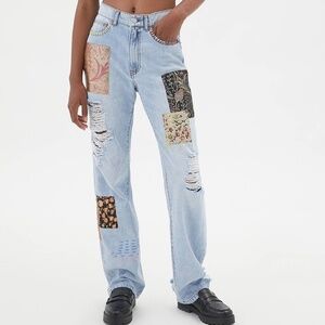URBAN OUTFITTERS BDG High-Waisted Cowboy Jean Printed Patchwork
